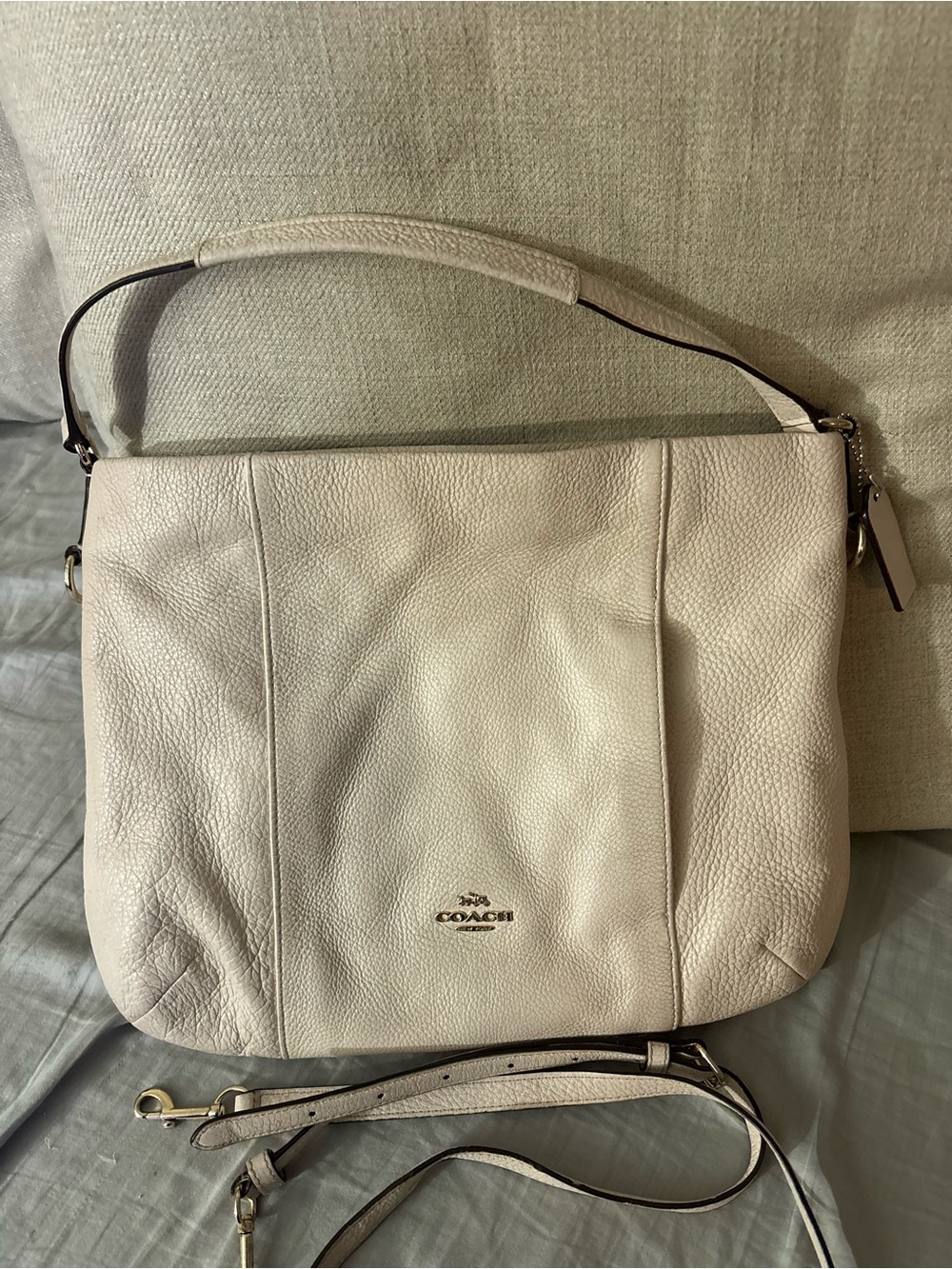 Coach Pebbled Leather Shoulder Bag in Light Cream